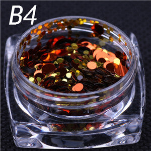 12 colors 1g/ box Nail Art Glitter ROUND Shapes Confetti Sequins Acrylic Tips UV Gel B Style Nail Art Metal Wheel