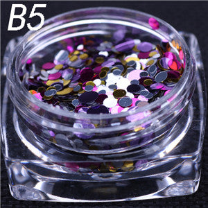 12 colors 1g/ box Nail Art Glitter ROUND Shapes Confetti Sequins Acrylic Tips UV Gel B Style Nail Art Metal Wheel