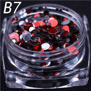 12 colors 1g/ box Nail Art Glitter ROUND Shapes Confetti Sequins Acrylic Tips UV Gel B Style Nail Art Metal Wheel