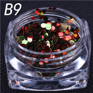 12 colors 1g/ box Nail Art Glitter ROUND Shapes Confetti Sequins Acrylic Tips UV Gel B Style Nail Art Metal Wheel