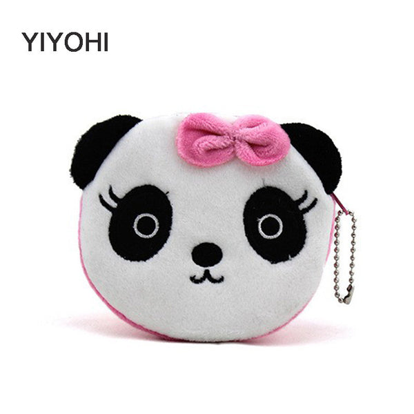 YIYOHI Hot On Sale Kawaii Cartoon Panda/Squirrel Children Plush Coin Bag  Purse Zip Change Purse Wallet Kids Girl Women For Gift