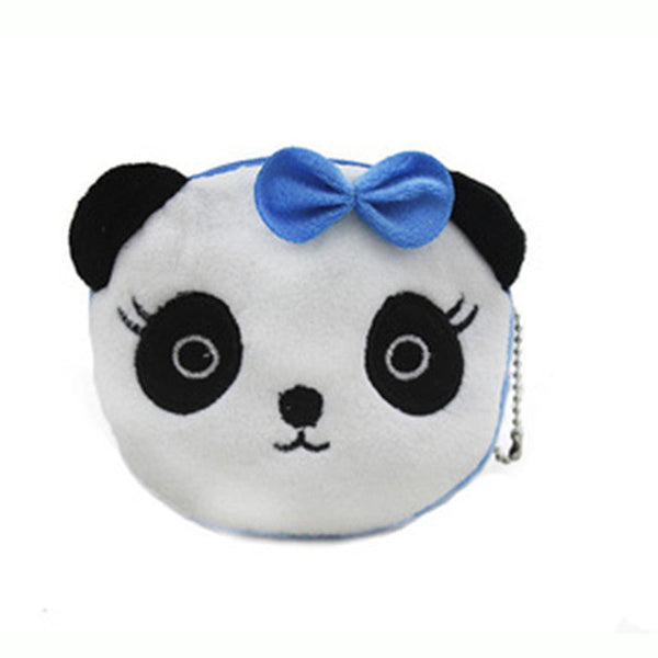 YIYOHI Hot On Sale Kawaii Cartoon Panda/Squirrel Children Plush Coin Bag  Purse Zip Change Purse Wallet Kids Girl Women For Gift