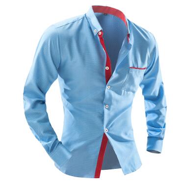 WSGYJ 2017 Men'S Fashion Men Shirt British Fashion Wave Point Slim Square Collar Long-Sleeved Shirt Single Large Size 4XL