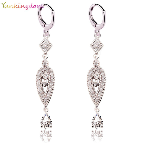 Yunkingdom 2 Colors Vintage Eardrop Earrings for Women  Zircon Crystal Long Earring Earings Women Jewelry Gifts