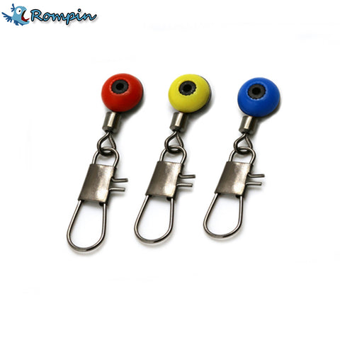 Rompin 20Pcs Space Beans Fishing Connector Float Connector Rolling Swivel Fishing Supplies with Box Carry Fishing Tackle tool