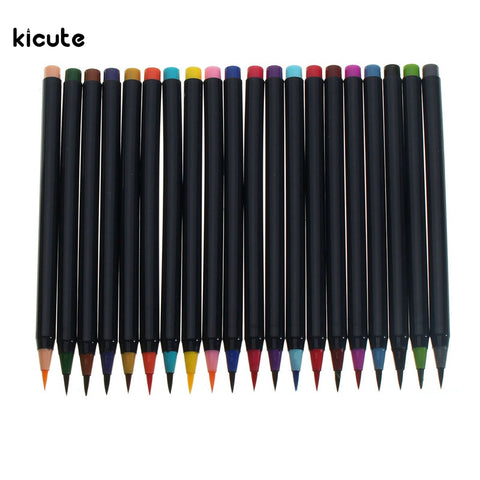 20 Color Soft Brush Painting Pen Set Watercolor Markers Pen Best For Coloring Books Cartoon Comic Calligraphy Art Supplies