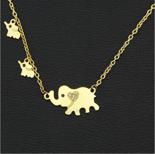New Fashion Style Titanium Steel Double Elephant Necklaces Mama Baby Pendants Dropshipping Jewelry