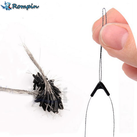 Rompin 50pcs Double Hooks Contactor Device Line Space Bifurcation Eight Type Space Bean Line Swivel Tool Fishing Accessories
