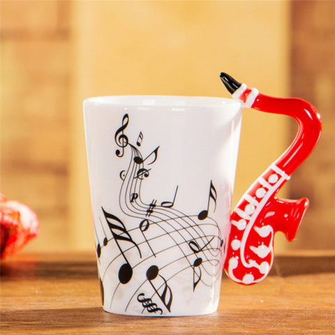 2017 New Novelty Music Note Guitar Ceramic Cup Personality Coffee Juice Lemon Mug Tea Cups Home Office Drinkware Gift 300ML