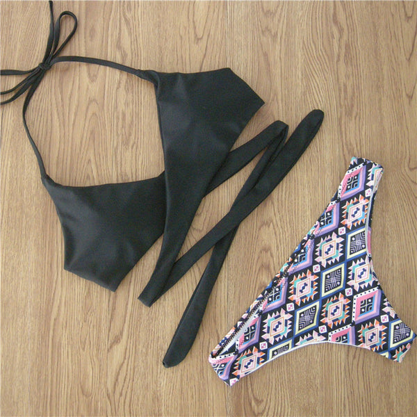 Ariel Sarah Brand Bikini 2017 Bandage Bikinis Set Push Up Swimwear Women Swimsuit Sexy Floral Bathing Suit Women Biquin Q182