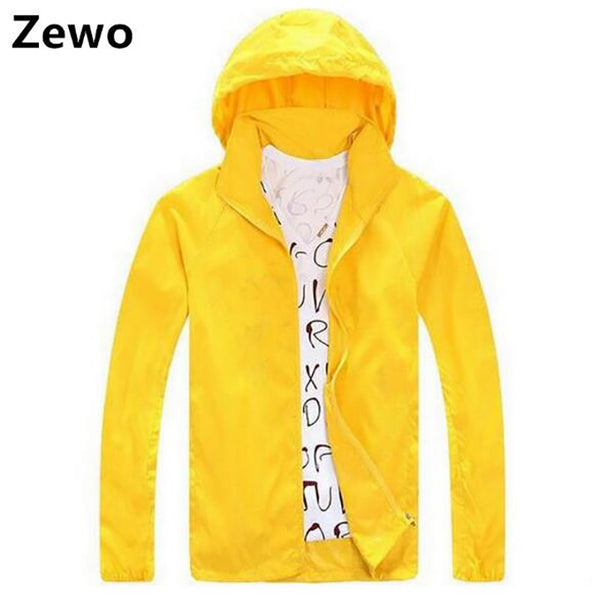 Zewo Plus Size Casual Zipper Jacket Coat Women Fashion 2017 Spring Autumn Waterproof Hooded Windbreaker Sun Clothing Men Coats