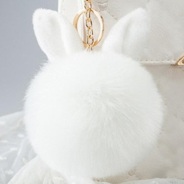 Artificial Rabbit Fur Ball Keychain Women Bag Plush Key Ring Car Key Pendant Delicate Candy Color