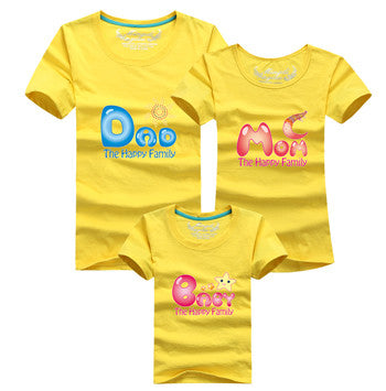 Ming Di Family Matching Outfits Brand 2017 Family T shirt Father Mother Daughter Son Cotton T shirts Summer Kids Clothes