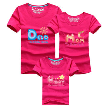 Ming Di Family Matching Outfits Brand 2017 Family T shirt Father Mother Daughter Son Cotton T shirts Summer Kids Clothes