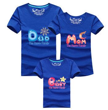 Ming Di Family Matching Outfits Brand 2017 Family T shirt Father Mother Daughter Son Cotton T shirts Summer Kids Clothes