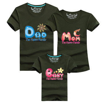 Ming Di Family Matching Outfits Brand 2017 Family T shirt Father Mother Daughter Son Cotton T shirts Summer Kids Clothes