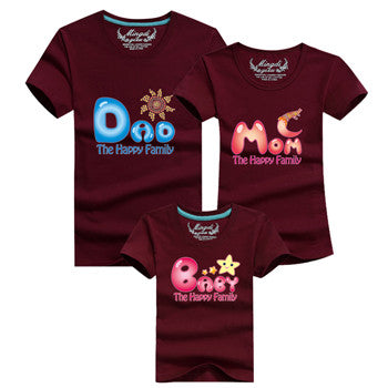 Ming Di Family Matching Outfits Brand 2017 Family T shirt Father Mother Daughter Son Cotton T shirts Summer Kids Clothes