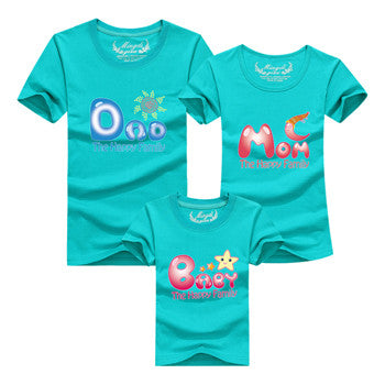 Ming Di Family Matching Outfits Brand 2017 Family T shirt Father Mother Daughter Son Cotton T shirts Summer Kids Clothes