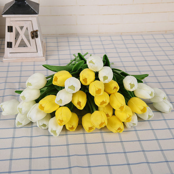 Luyue 31pcs/lot Tulip Artificial Flower PU artificial bouquet Real touch flowers For Home Wedding decorative flowers & wreaths
