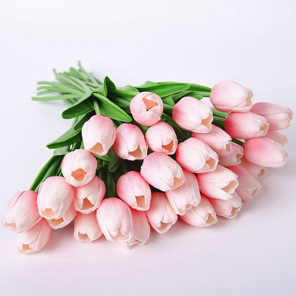 Luyue 31pcs/lot Tulip Artificial Flower PU artificial bouquet Real touch flowers For Home Wedding decorative flowers & wreaths