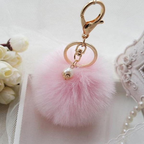 Faux Rabbit Fur Ball Keychain Charm Plush Car Keychains Handbag Key Ring key chain Delicate