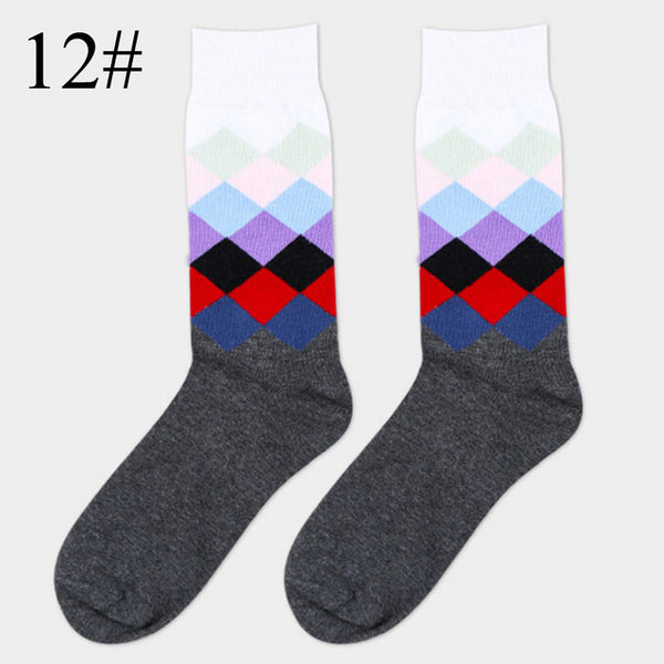 High Quality 1 Pair of Spring Summer Men Colored Striped Cotton Socks Art Jacquard Socks Hit Color Long Dot Happy Socks
