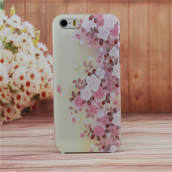 Beautiful Flower Design Painted Hard Black Cover Cases Fit For iPhone 5 5s SE Case For Phone Fashion Shell AABDB224: --DJJDD65