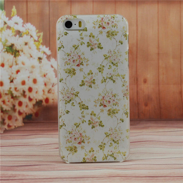 Beautiful Flower Design Painted Hard Black Cover Cases Fit For iPhone 5 5s SE Case For Phone Fashion Shell AABDB224: --DJJDD65