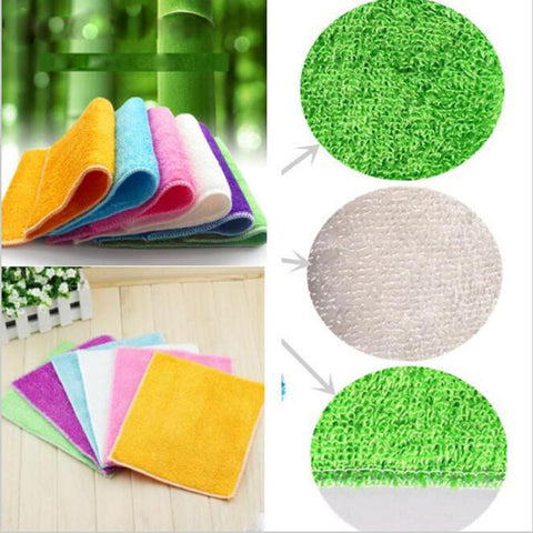 1pc High Efficient Anti-grease Color Dish Cloth Bamboo Fiber Washing Towel Magic Kitchen Cleaning Wiping Rags