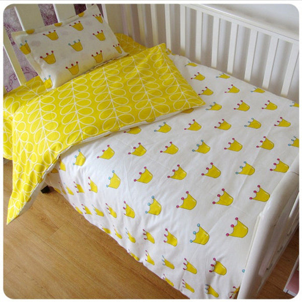 Aden Bears 3 Pcs Cotton Crib Bed Linen Kit Cartoon Baby Bedding Set Includes Pillowcase Bed Sheet Duvet Cover Without Filler