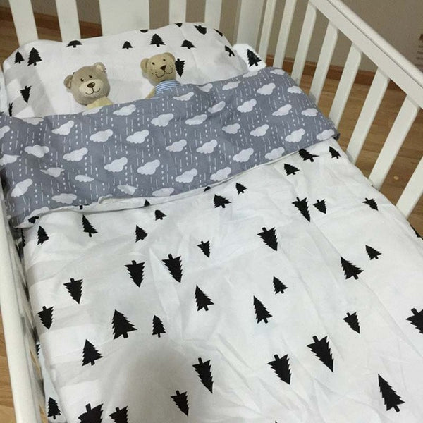 Aden Bears 3 Pcs Cotton Crib Bed Linen Kit Cartoon Baby Bedding Set Includes Pillowcase Bed Sheet Duvet Cover Without Filler