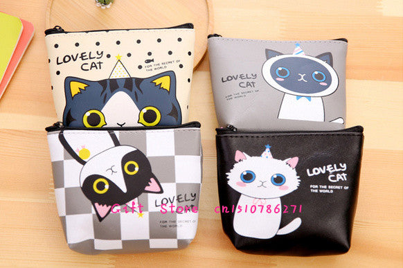 NEW CUTE 4Models- PU Cats 12CM Pocket Coin BAG ,Coin Purse Wallet Pouch Holder ; Women's Hand Change Purse Pouch BAG