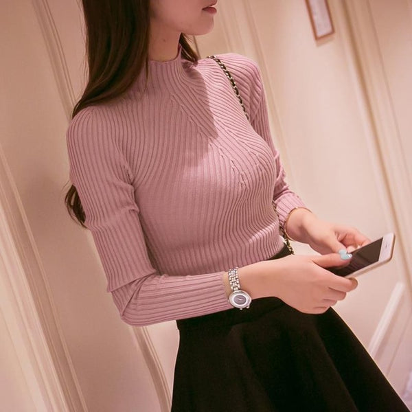 New 2017 Spring Fashion Women sweater high elastic Solid Turtleneck sweater women slim sexy tight Bottoming Knitted Pullovers