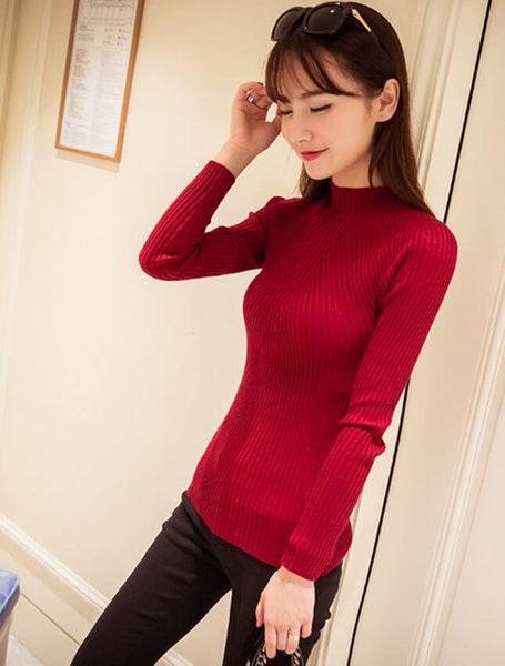 New 2017 Spring Fashion Women sweater high elastic Solid Turtleneck sweater women slim sexy tight Bottoming Knitted Pullovers