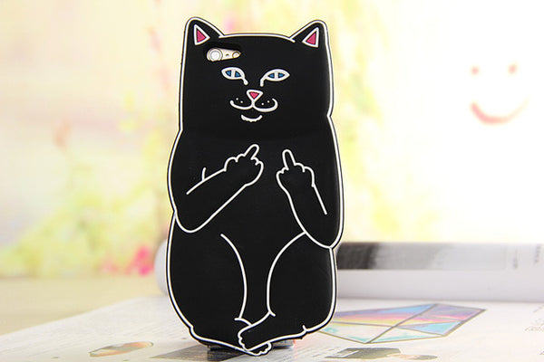 3D Cute cartoon ripndipp Pocket Cat Middle Finger white corna cat soft silicone case For iphone 7/7PLUS 4 4S/5C 5s/SE/6/6s plus