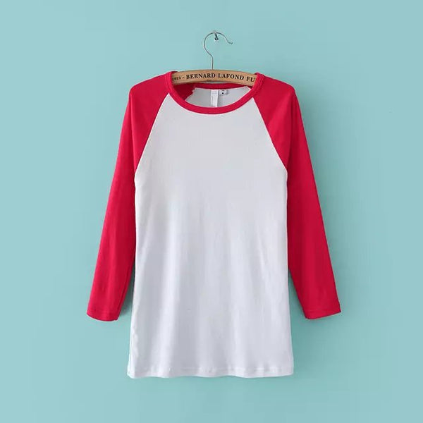 Classic Apparel women's t shirt Patchwork Tee camisetas femininas ropa mujer Contrast Sleeve Raglan sleeve Tops