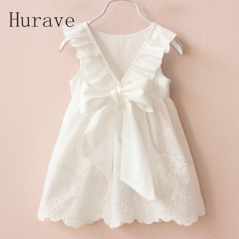 Retail Girl Dresses Solid White Girls Dresses 2017 Summer Style Children's Clothing Dresses For Girl Vestido Infant Girl Clothes