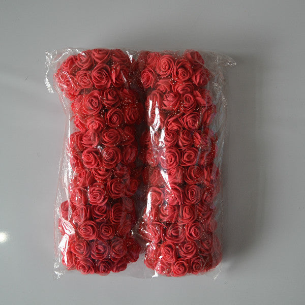 2CM 144pcs Multicolor PE Rose Foam Mini Artificial Silk Flowers Bouquet Solid Color Wedding Decorative Flowers Wreaths Gift 6Z