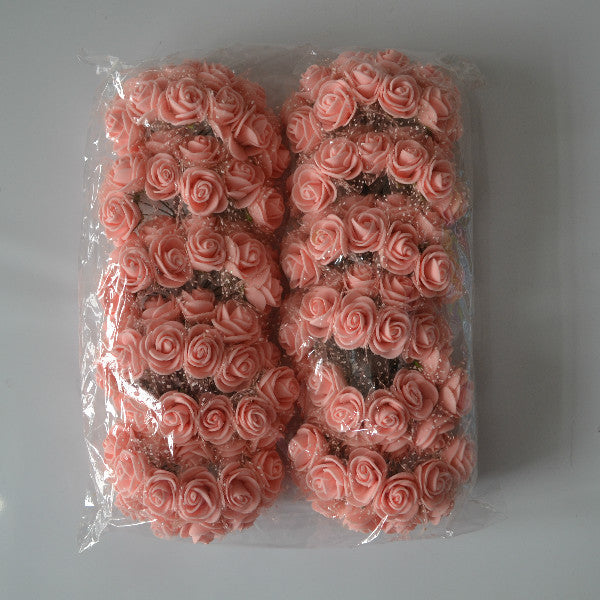 2CM 144pcs Multicolor PE Rose Foam Mini Artificial Silk Flowers Bouquet Solid Color Wedding Decorative Flowers Wreaths Gift 6Z