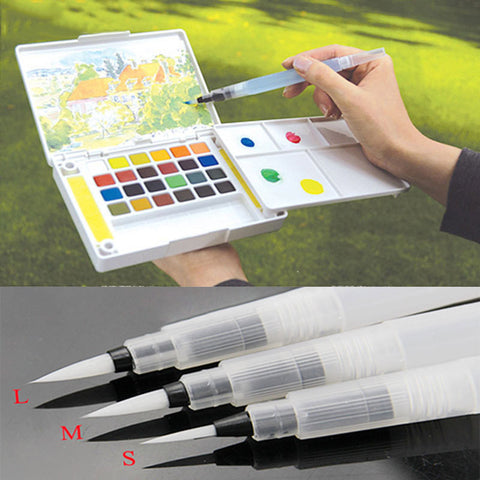 4 PCS Refillable Water Brush Ink Pen for Water Color Calligraphy Painting Illustration Pen Office Stationery