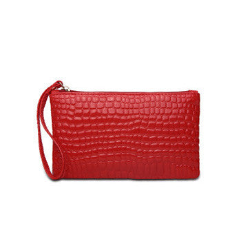 2017 New Fashion Handbag Womens Crocodile PU Leather Zipper Solid Colors Clutch Handbag Bag Coin Purse Crocodile purse Clutch