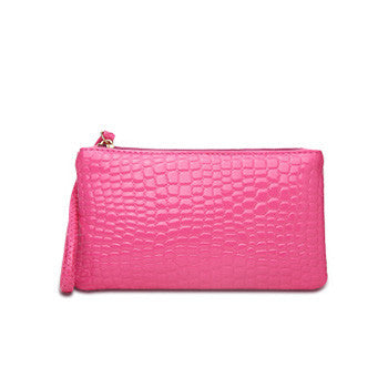 2017 New Fashion Handbag Womens Crocodile PU Leather Zipper Solid Colors Clutch Handbag Bag Coin Purse Crocodile purse Clutch