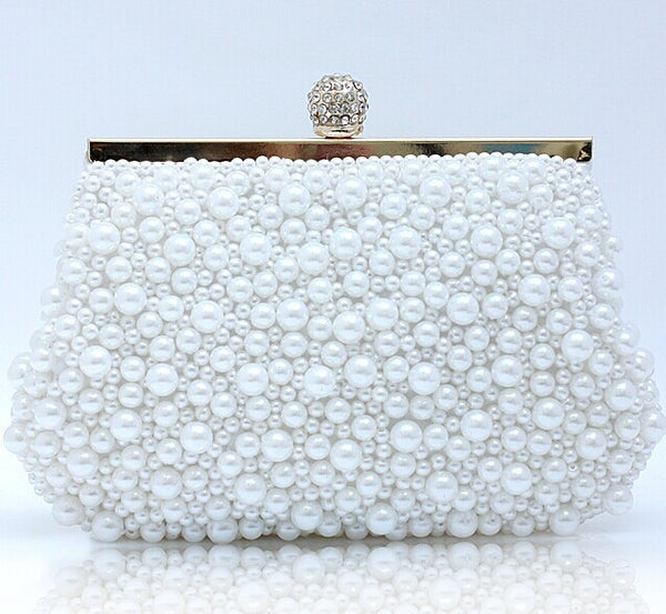 TenTop-A Free Shipping 2017 New Fashion Women's Sequin Both Side Pearl Beaded Handbag Clutch Purse Handmade Wedding Evening Bags