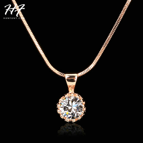 Top Quality Fashion Crown Pendant Necklace for Women Retro Vintage Classic Rose Gold Color Cubic Zircon Stone Jewelry N390