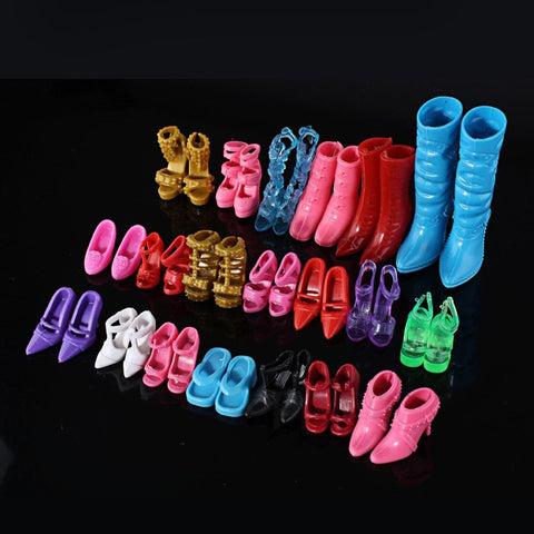 New Fashion Mix 24pcs/12Pairs Shoes Boots For Doll Toy Girls Dolls Accessories Play House Party Xmas Gift Random Color