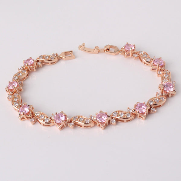 MOLIAM Lovely Gold-Color Bracelets Round Crystal Cubic zirconia Shinning Lady Chain Bracelet Bangle Jewelry Hot Sale MLL104