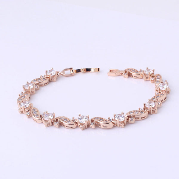 MOLIAM Lovely Gold-Color Bracelets Round Crystal Cubic zirconia Shinning Lady Chain Bracelet Bangle Jewelry Hot Sale MLL104