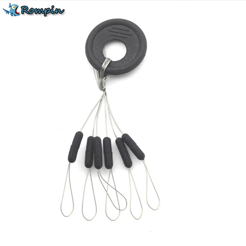 Rompin Highly Commend 10 Pcs 6 in 1 Size S M L  Black Rubber Oval Stopper Fishing Bobber Float
