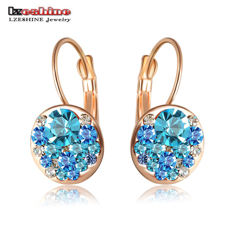 Top Sale Party Chrsitmas Jewelry Fashion Round Earrings Stud Rose Gold Color Austrian Full Crystals Women Earrings ER0118