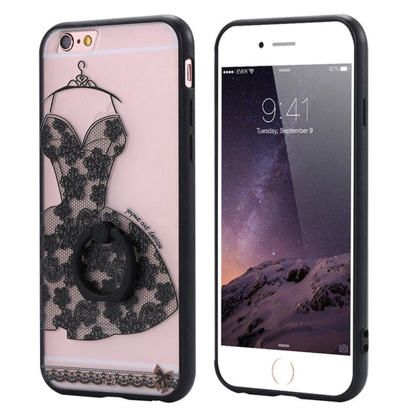 KISSCASE Lace Case For iPhone 6 6s Ring Holder Phone Back Cover For iPhone 6 Plus 6s Plus Retro Floral Cases For iPhone 6 Capa